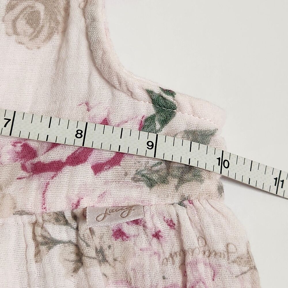 Juicy Couture Pink Rose Floral Cotton Gauze Tiered Dress Girls 3T Cottagecore - Picture 9 of 10